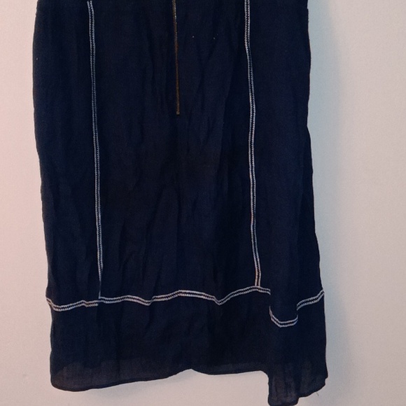 ANTHROPOLOGIE THML BLUE EMBROIDERED CRINKLE GAUZE LINED SLEEVELESS SHIFT DRESS S - Picture 4 of 4